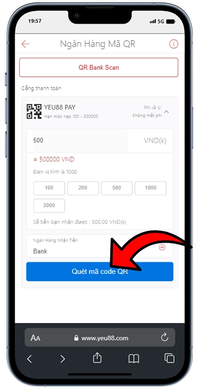 Yeu88 hướng dẫn nạp tiền qua cổng thanh toán quét mã QR